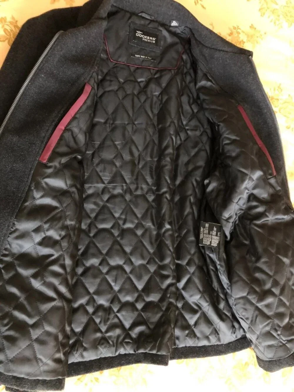 Dockers Premium Men's XL Wool Blend Quilted Full Zip Italian Fabric
